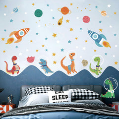 LHIUEM dinosaurs astronaut window decal for imaginative play and window décor.