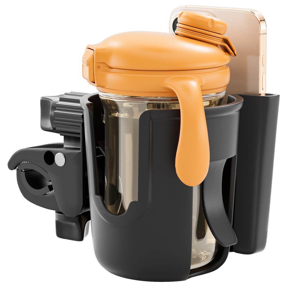 Li and Zhao universal stroller cup holder enables on-the-go water access.