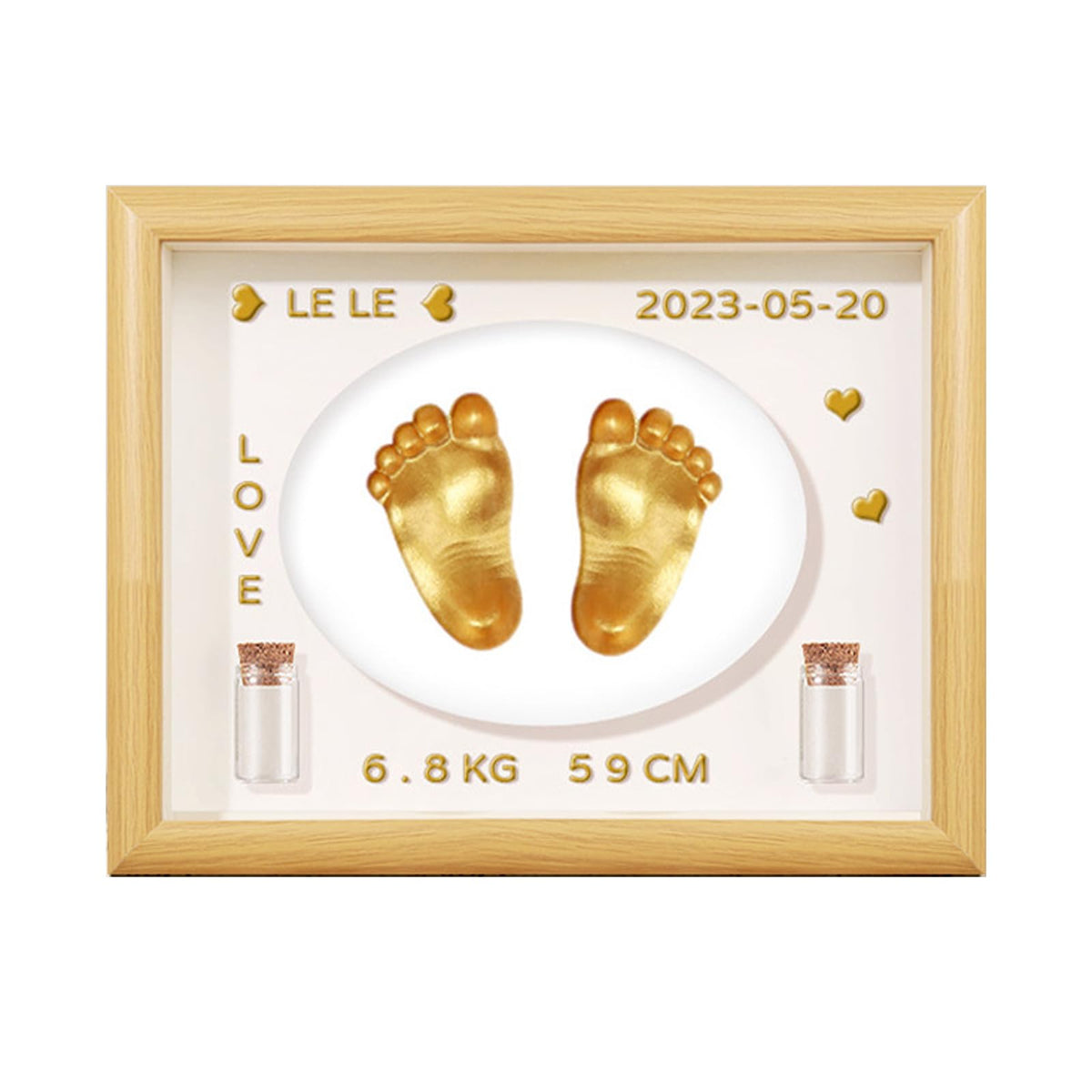 Liannan baby footprints set ready for imprinting with a safe, kid-friendly process