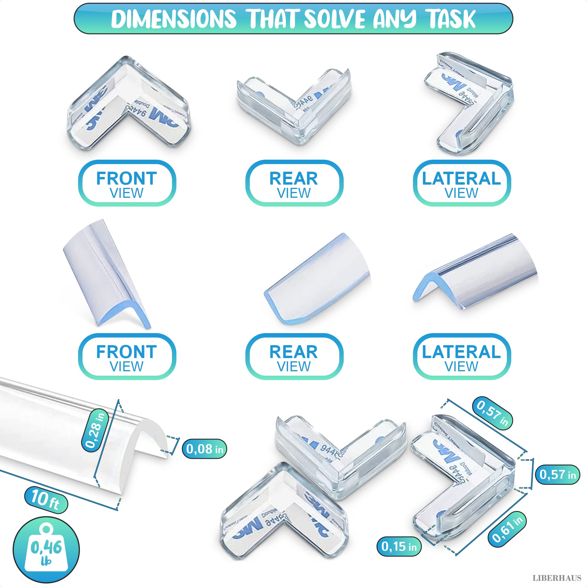 LIBERHAUS 4pc clear corner guards protect furniture corners discreetly.