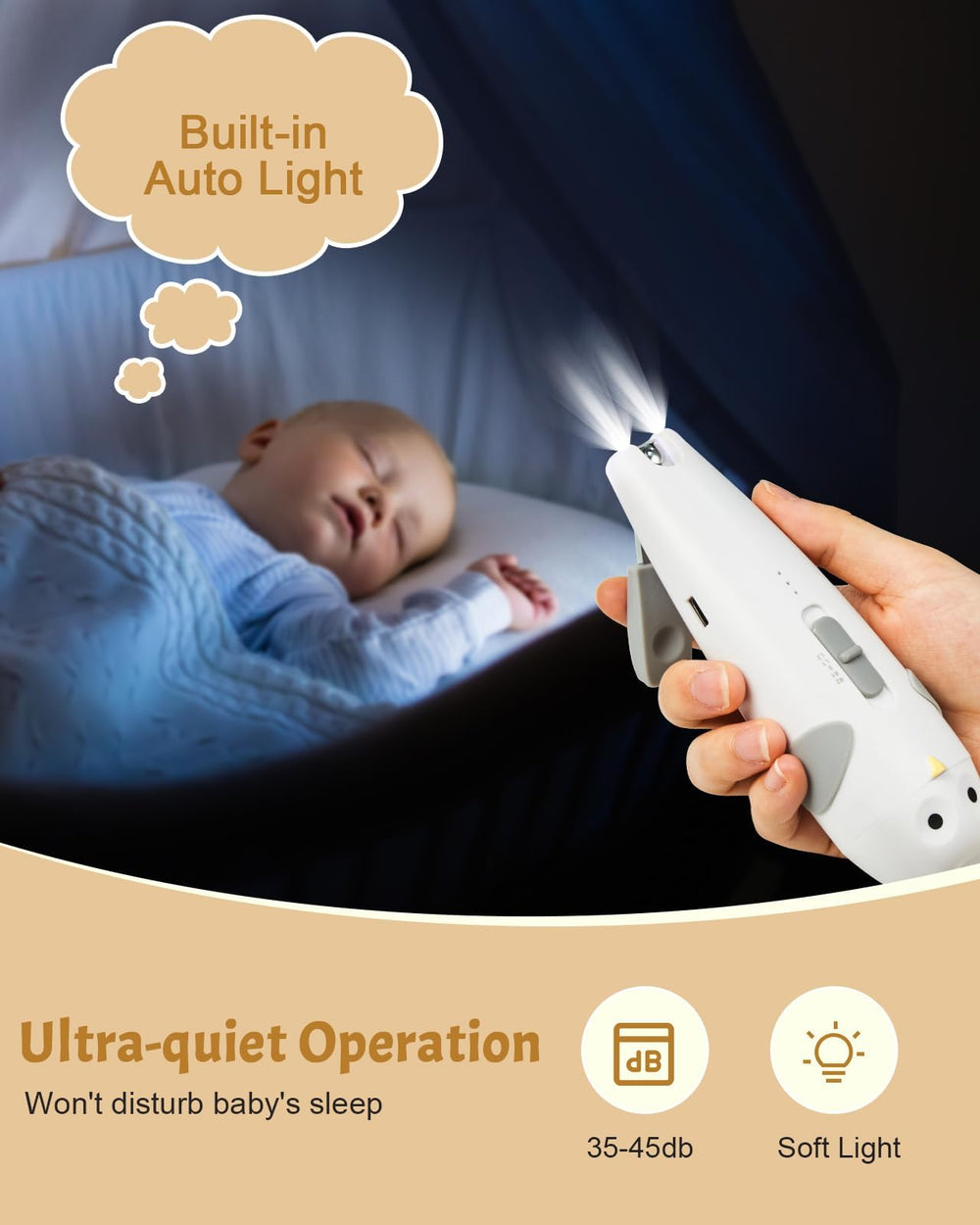 Lictin six grinding heads for baby and adult grooming versatility.