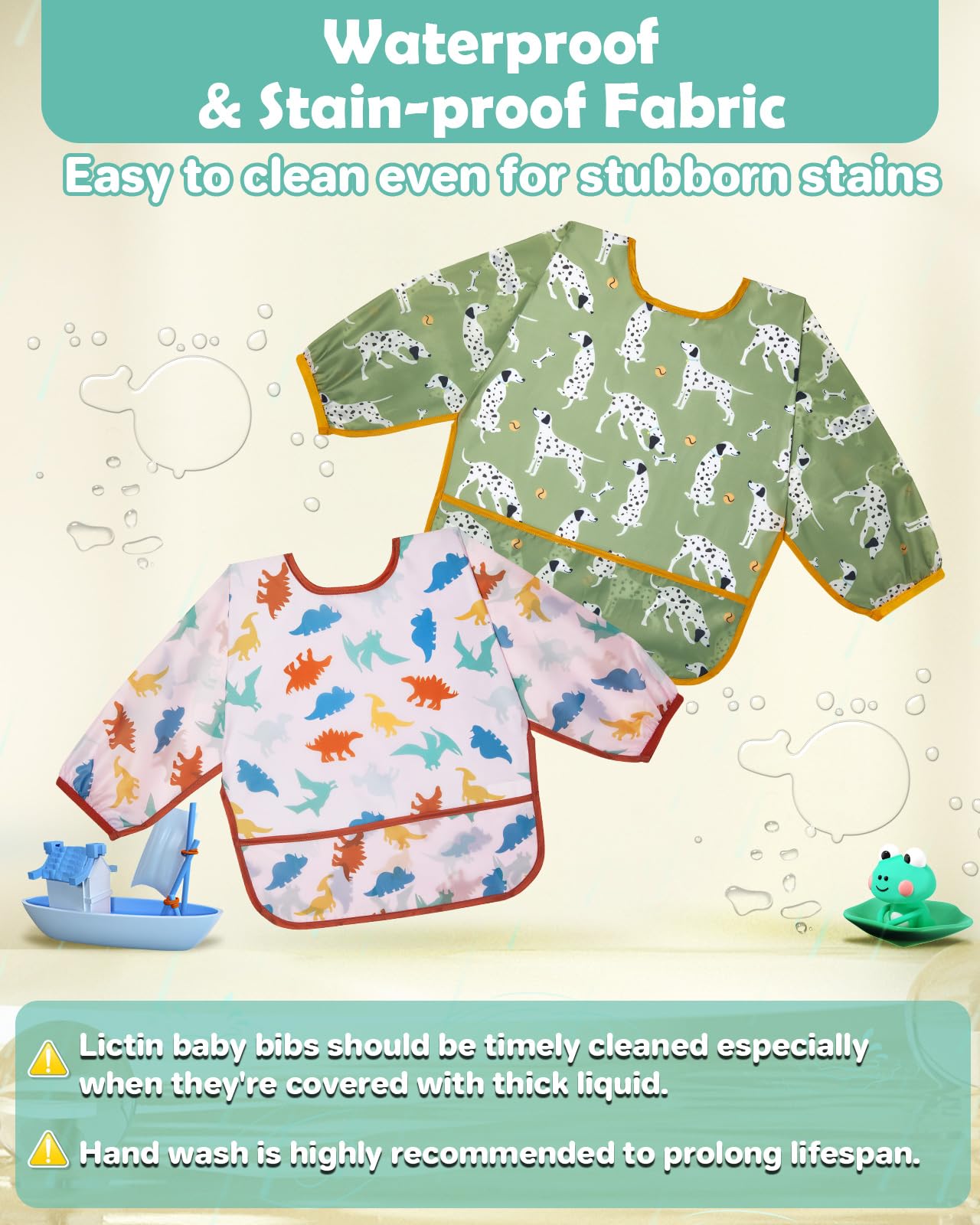 Lictin easy-clean bib simplifies after-meal cleanup and drying.