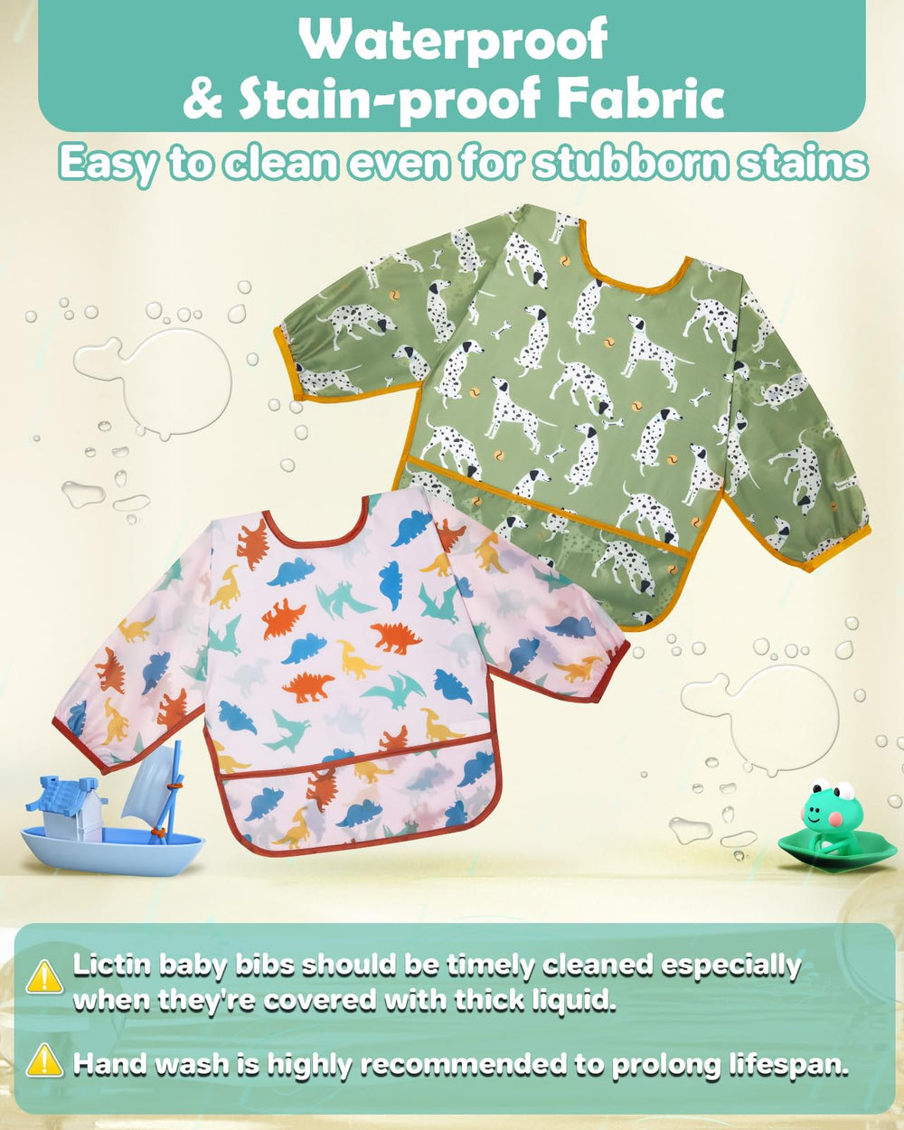 Lictin easy-clean bib simplifies after-meal cleanup and drying.