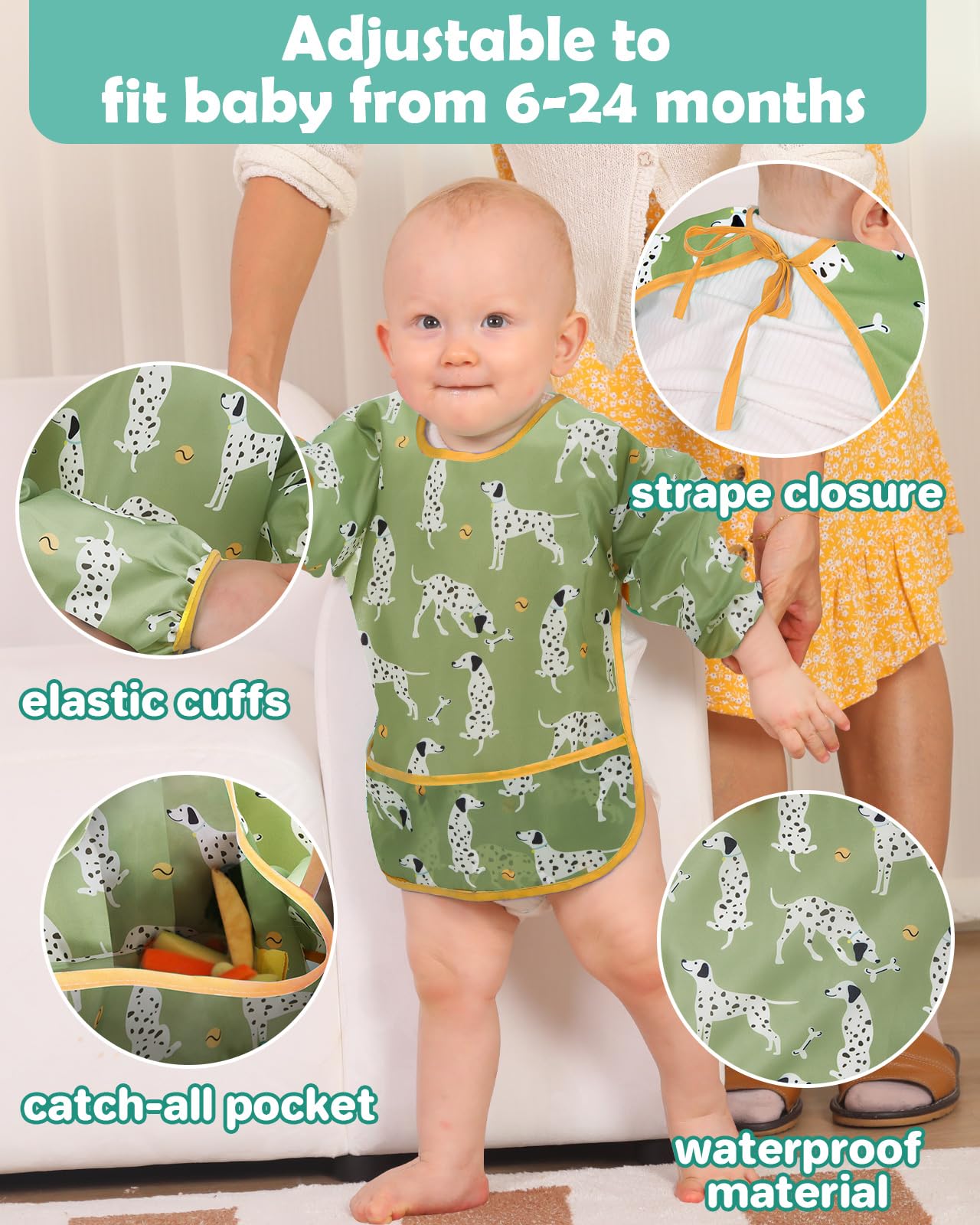Lictin full-coverage sleeves keep clothes dry during messy bites.