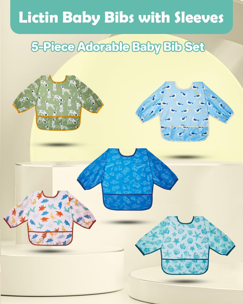 Lictin patterned bibs add style to everyday feeding.
