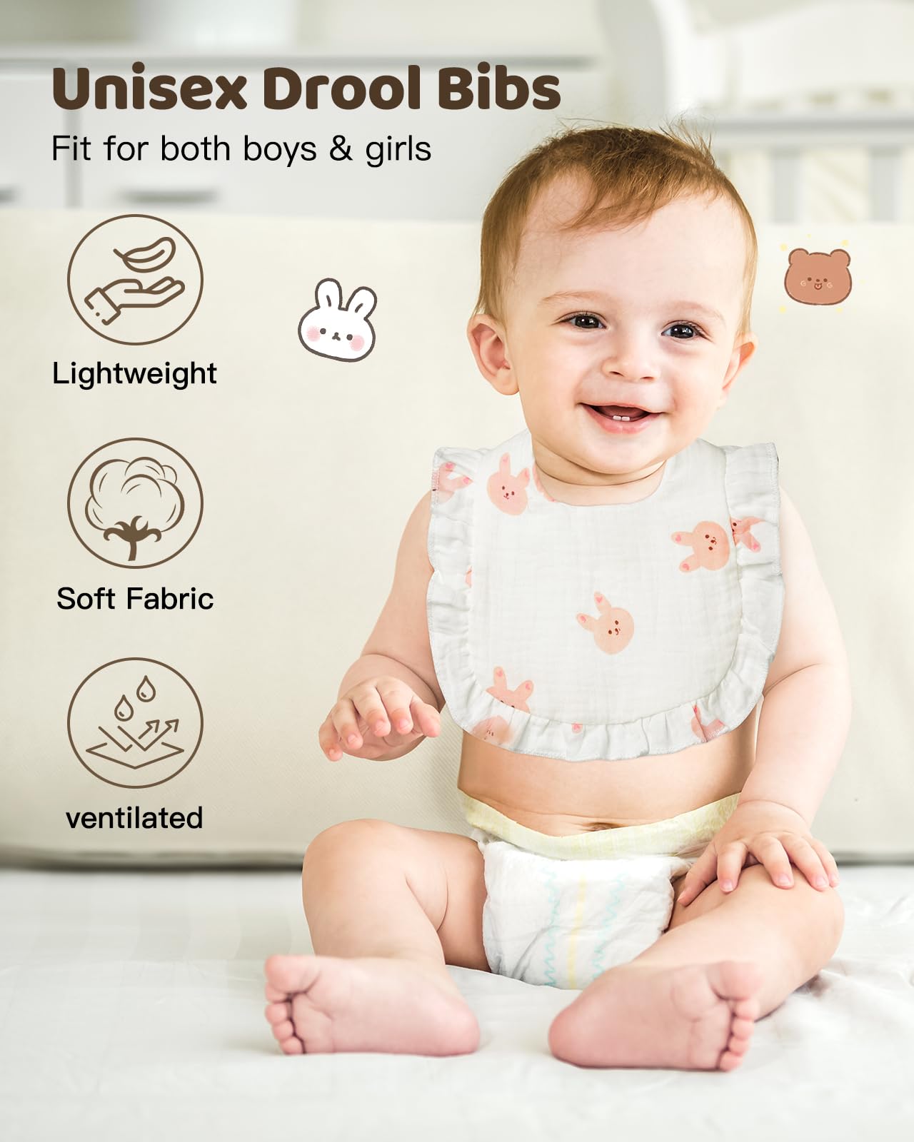 Lictin baby burp cloth doubles as bib and face towel.