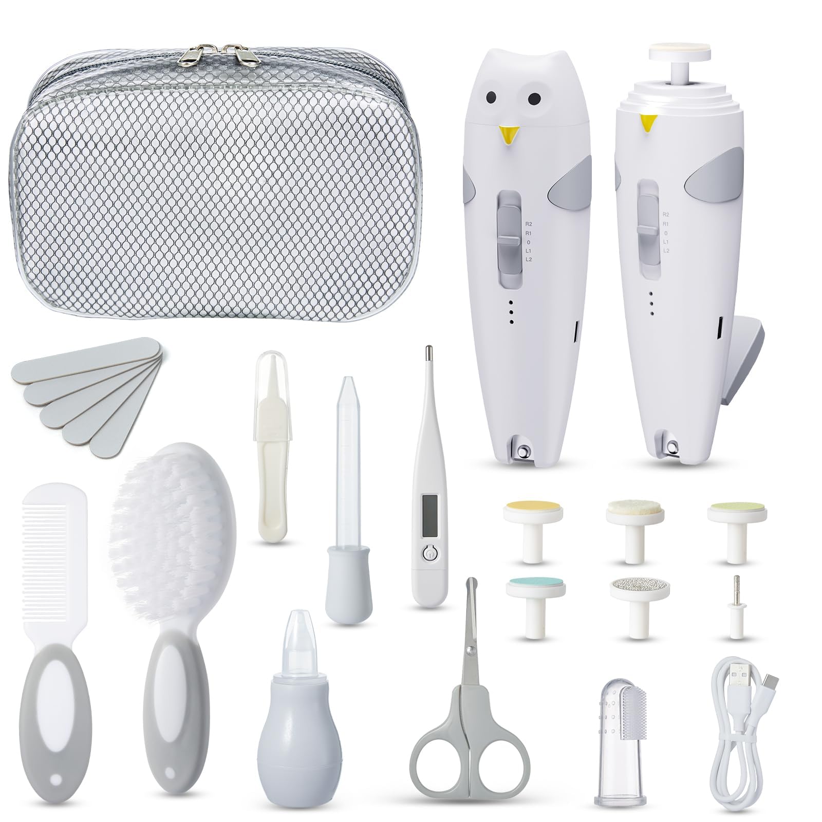 Lictin baby care kit electric nail-trimmer with built-in light for safe trimming.