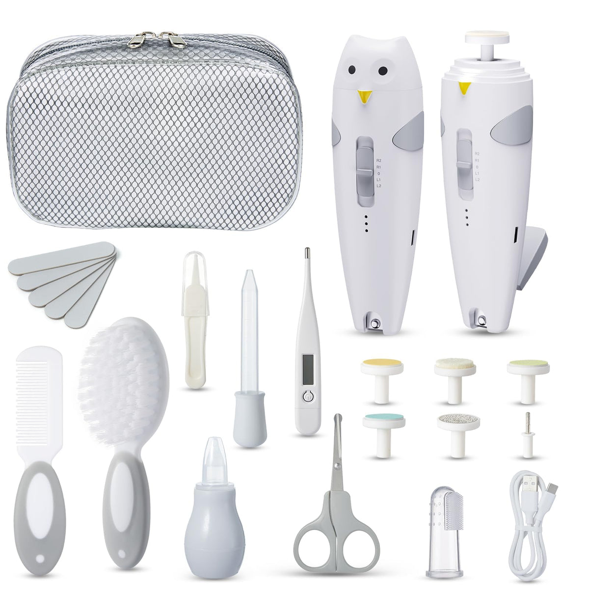 Lictin baby care kit electric nail-trimmer with built-in light for safe trimming.