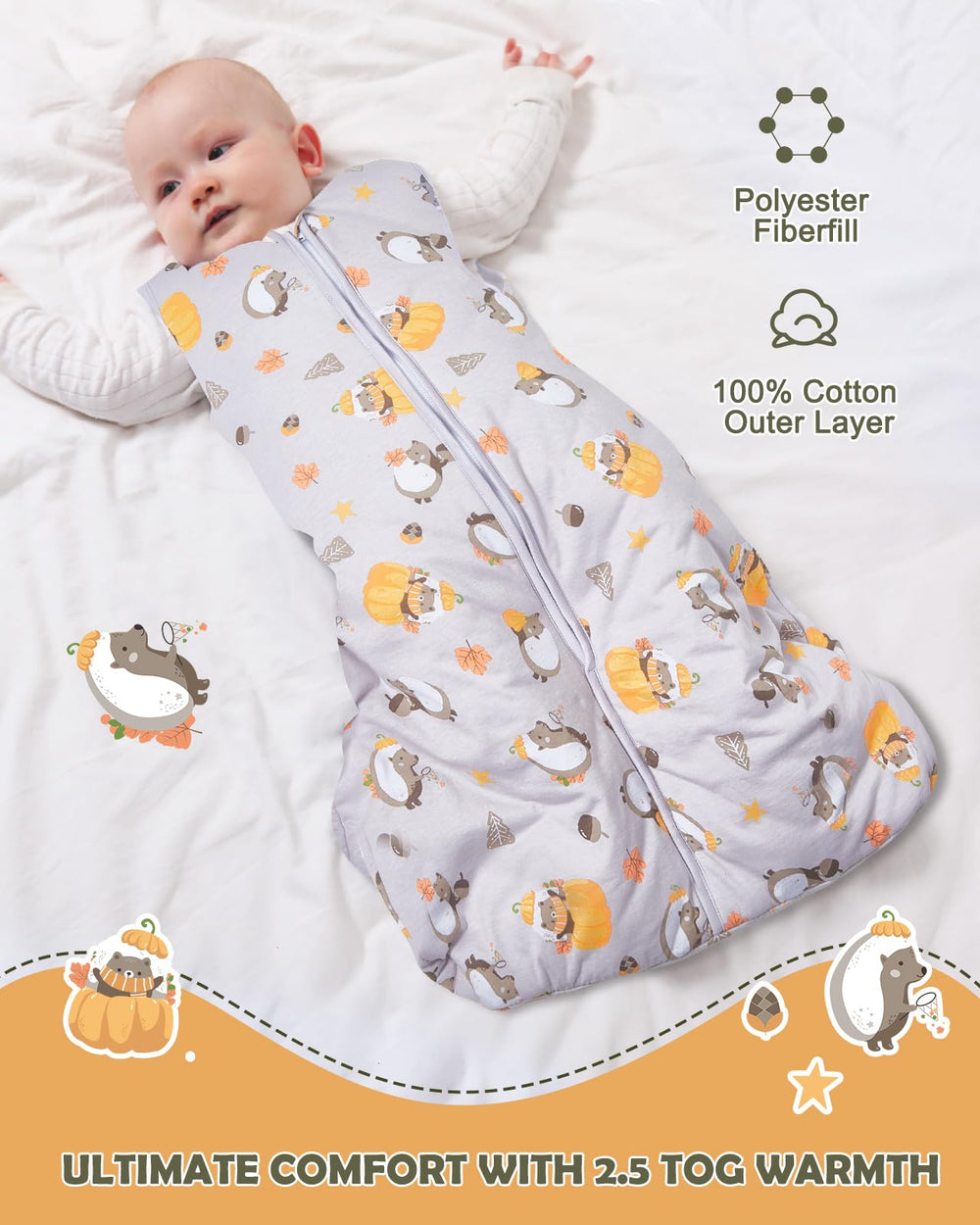 Lictin two-way zipper for easy diaper changes with guard.