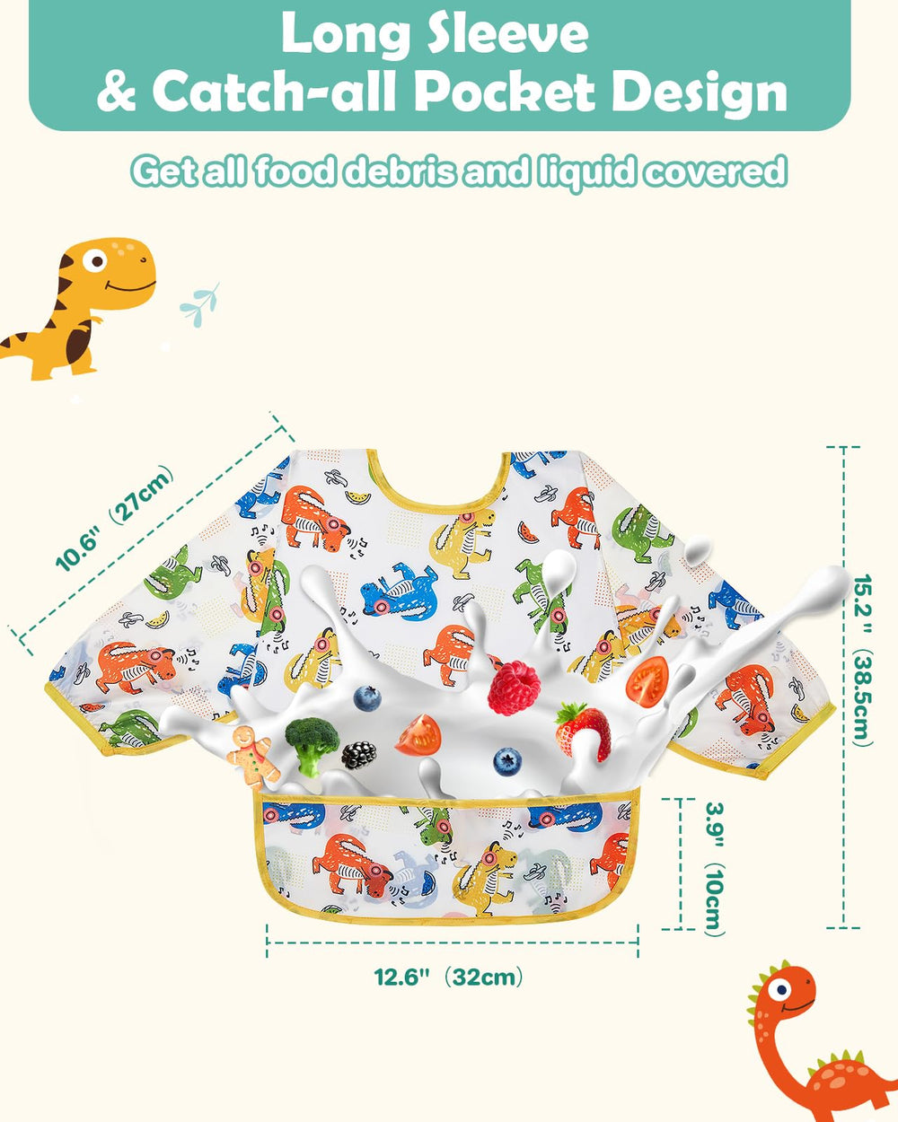 Lictin spill-proof bib protects clothes during meals.