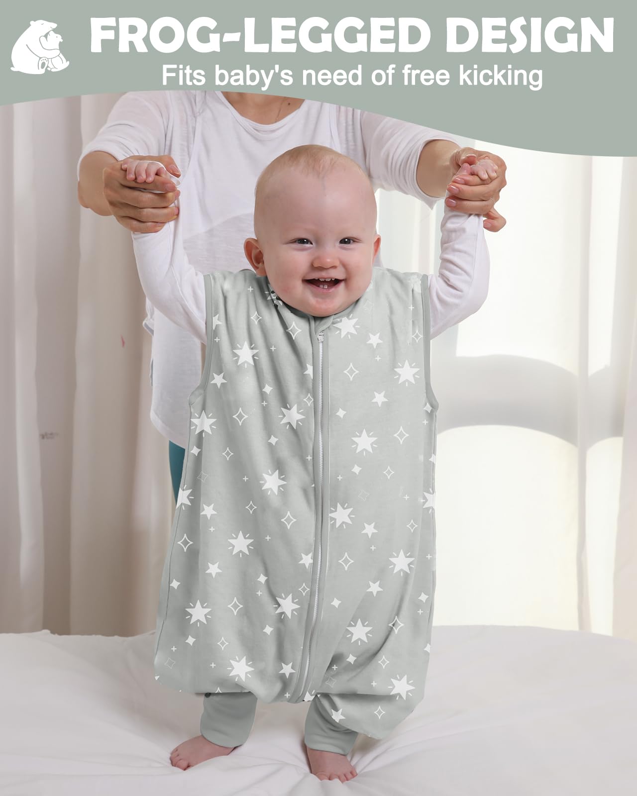 Lictin sleep sack with split-leg design for mobility