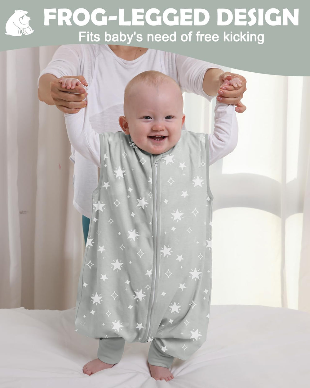 Lictin sleep sack with split-leg design for mobility