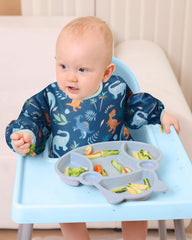 Lictin waterproof bib with wide pocket catches spills and crumbs
