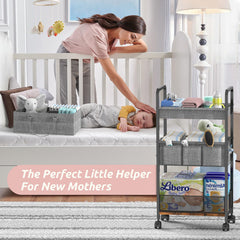 LIDTOP 2In1 diaper cart full capacity image with baby essentials neatly organized.