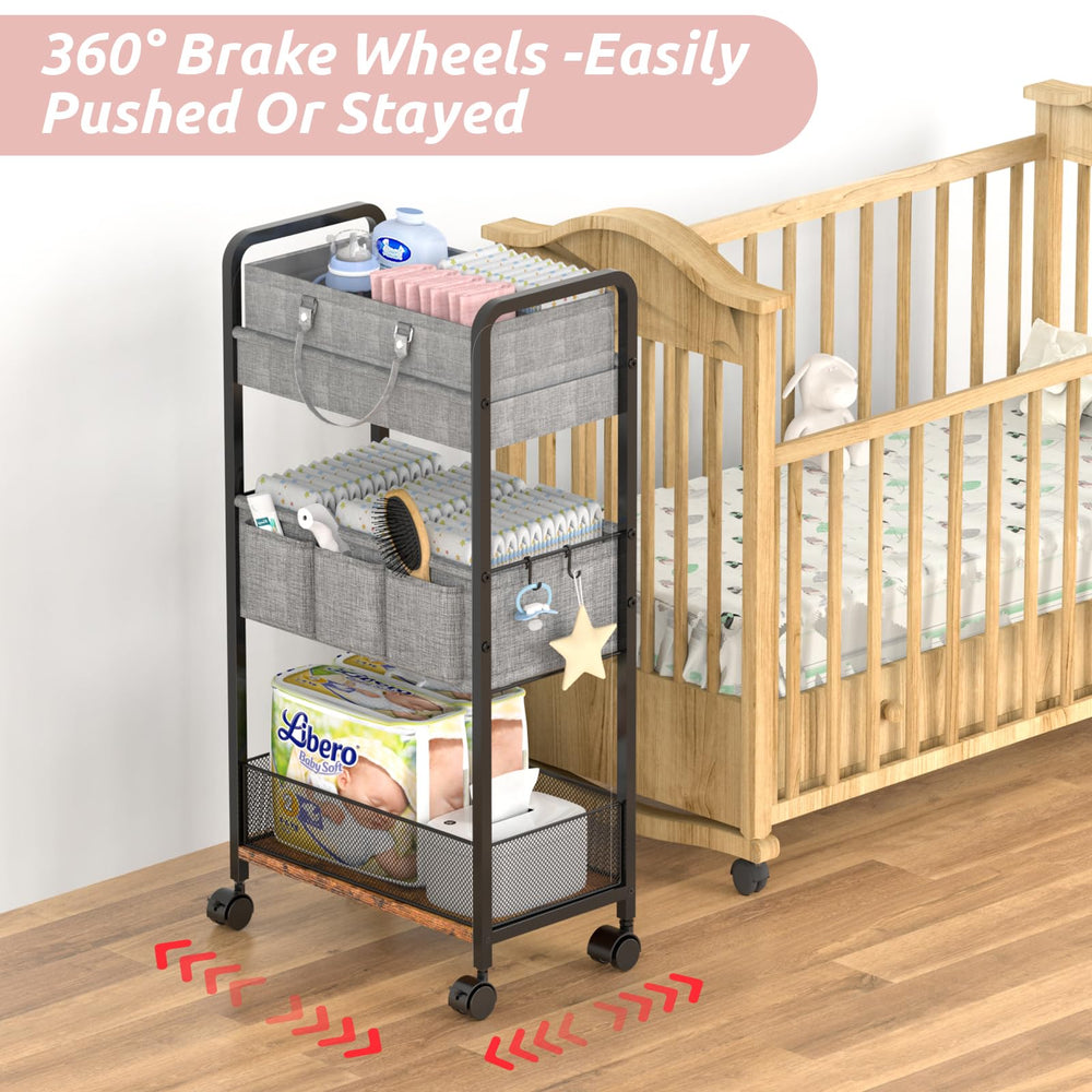 LIDTOP 2In1 diaper cart versatile setup for nursery, bathroom, or living spaces.