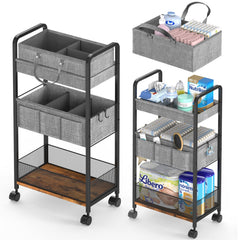 LIDTOP 2In1 diaper cart top view showing wide nursery storage for diapers and wipes.