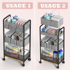 LIDTOP 2In1 diaper cart 360-degree wheels for smooth nursery mobility.