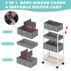 LIDTOP diaper caddy with removable divider shows customizable compartments.