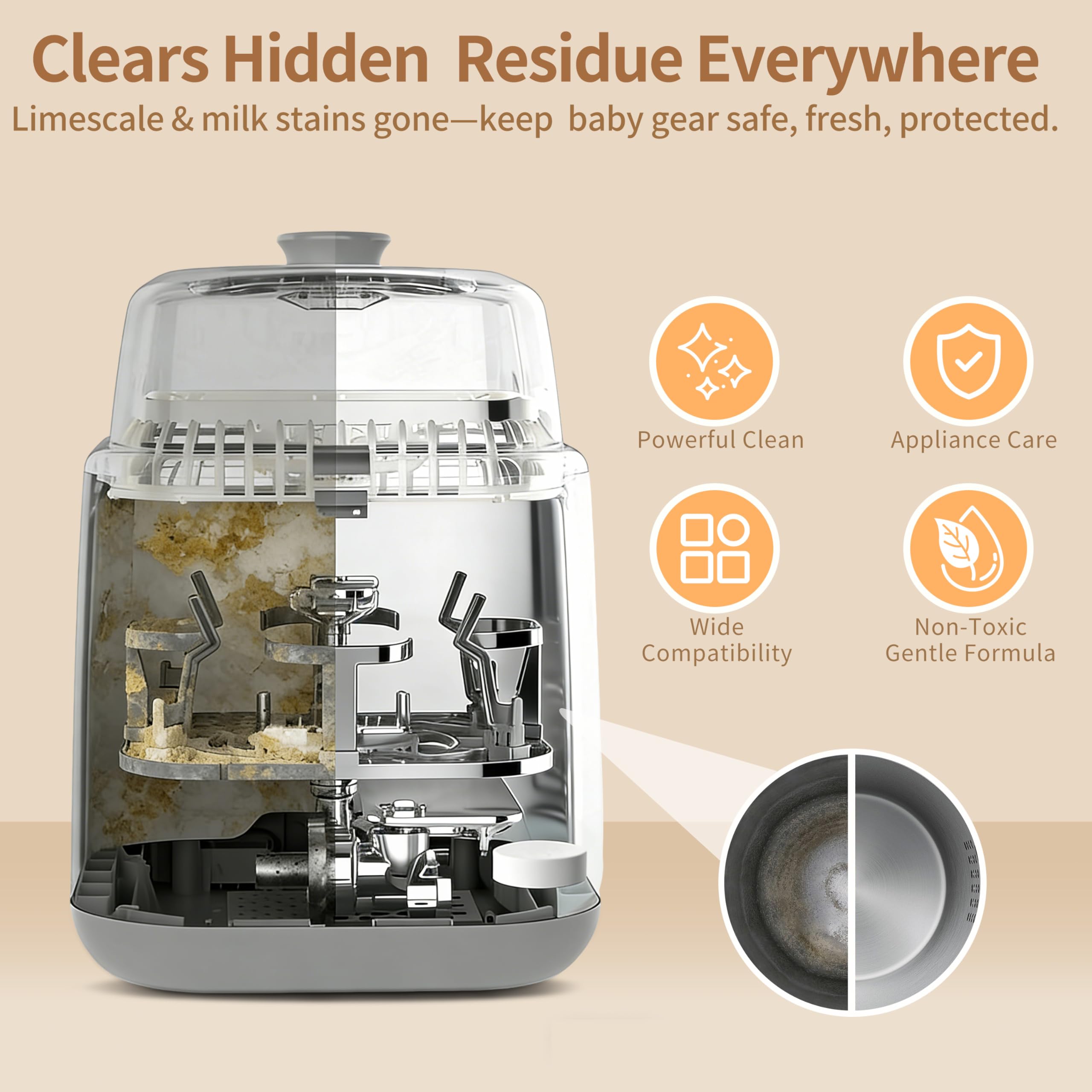Liebnest descaling tablets cleaning bottle washer nozzles and tubes.