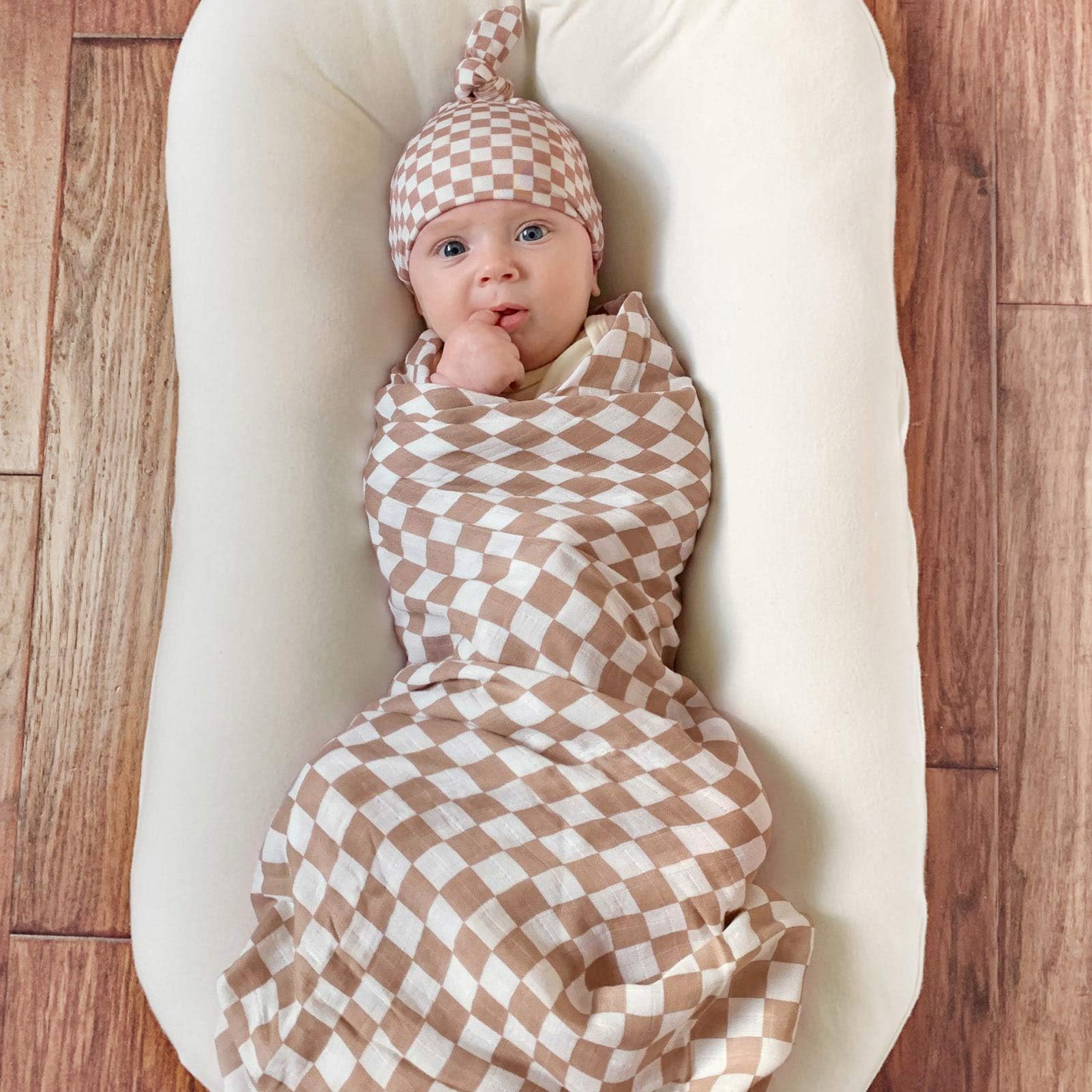 LifeTree swaddle blanket in hospital bag for newborn care and quick wrapping.