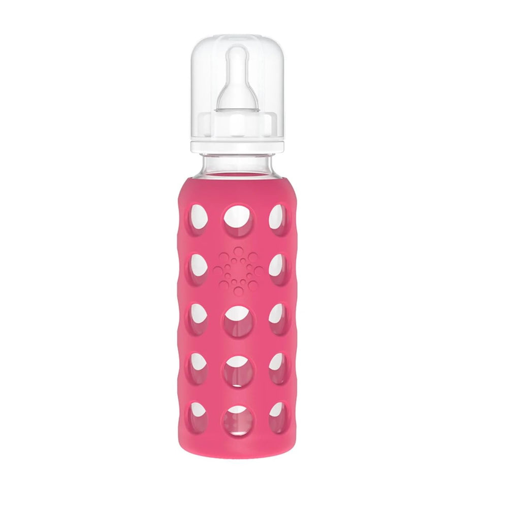 Lifefactory four-pack of 9oz bottles with silicone sleeves in four colors.