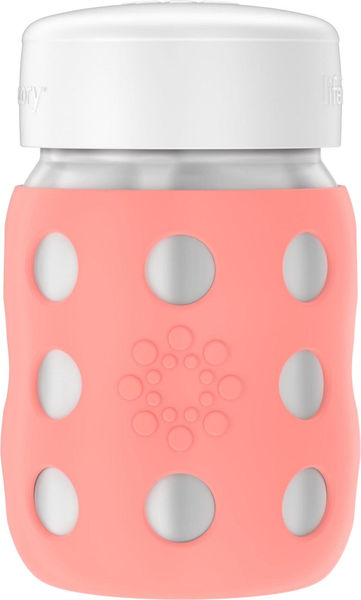 Lifefactory 8oz wide-neck bottle with flat cap for on-the-go milk and snacks