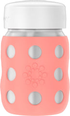 Lifefactory 8oz wide-neck bottle with flat cap for on-the-go milk and snacks