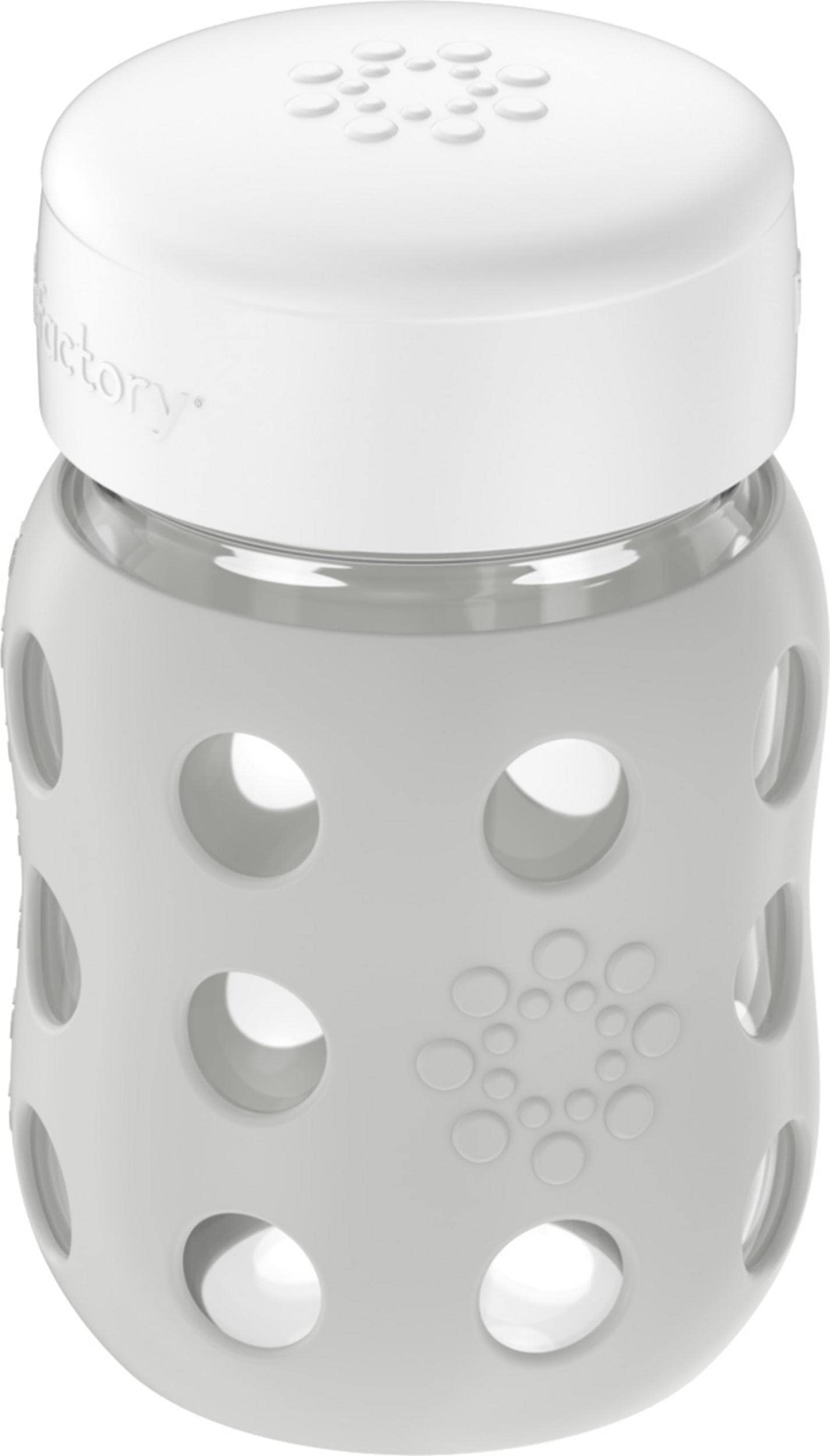 Lifefactory 8oz wide-neck bottle with flat cap for easy filling and cleaning
