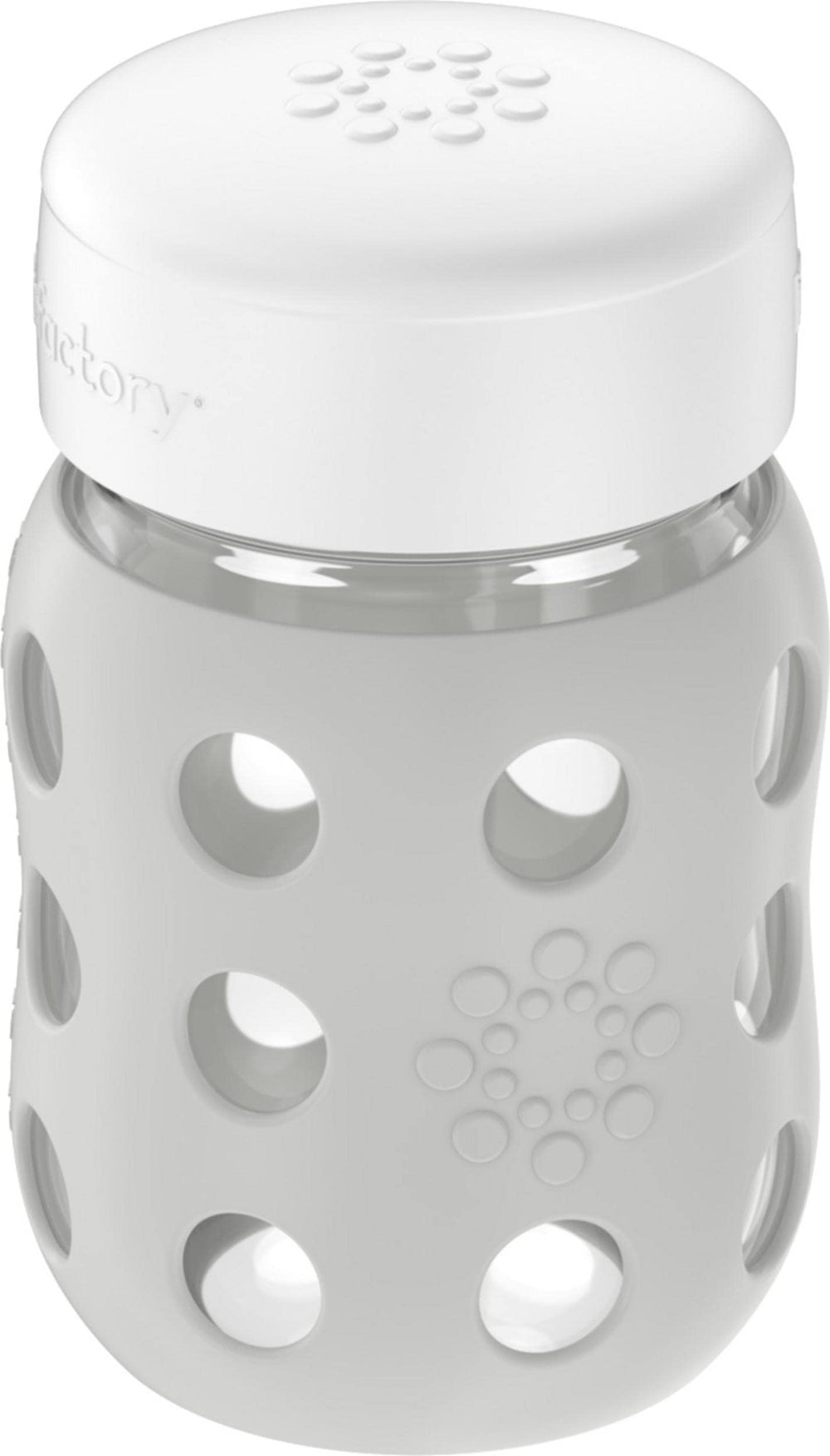Lifefactory 8oz wide-neck bottle with flat cap for easy filling and cleaning