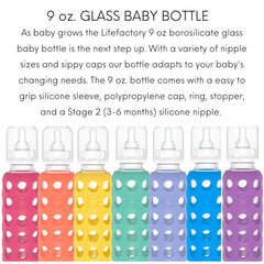 Lifefactory 9oz glass bottle with kale sleeve provides slip-resistant grip.