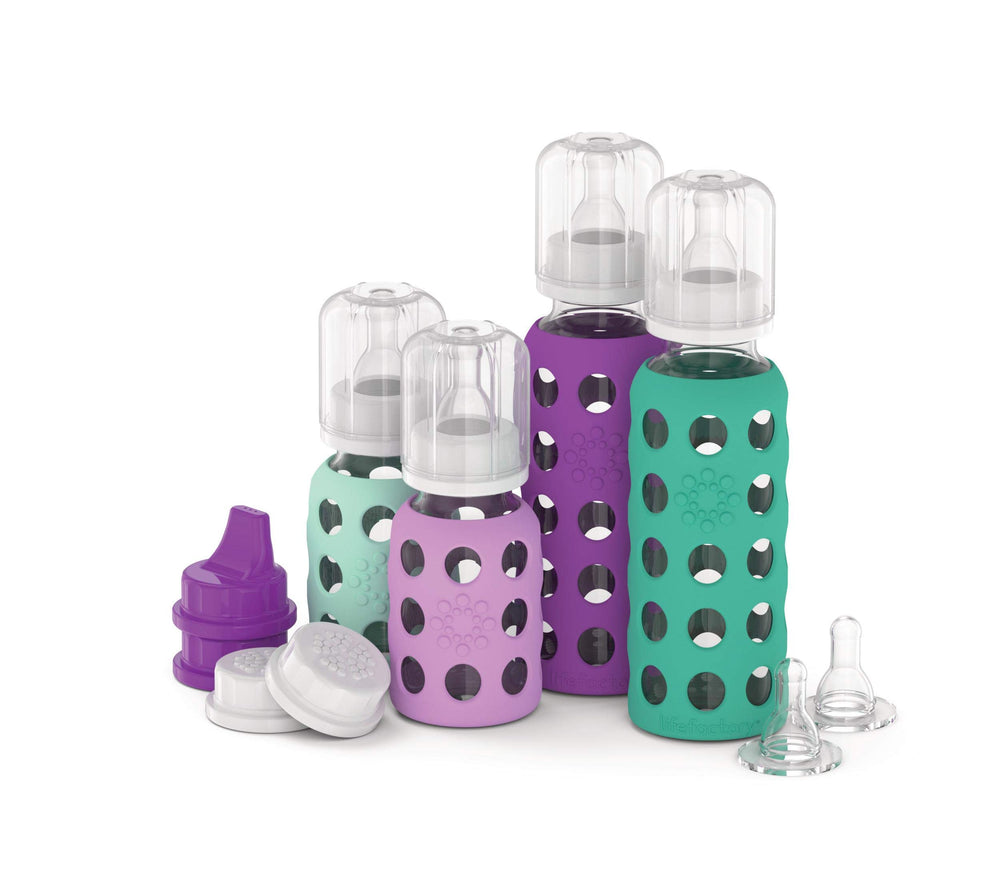 Lifefactory 4 oz mint bottle with silicone sleeve for secure grip