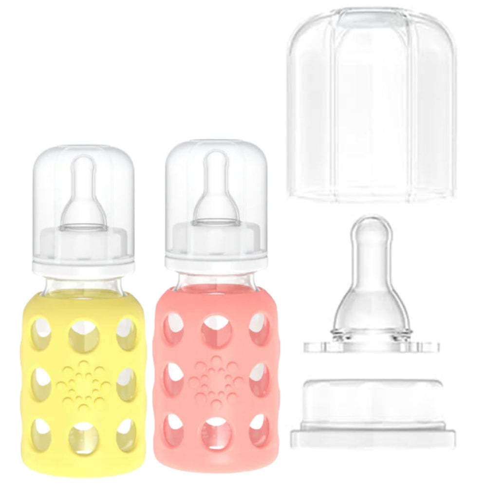 Lifefactory 4oz bottle with silicone sleeve in Cantaloupe for secure hold