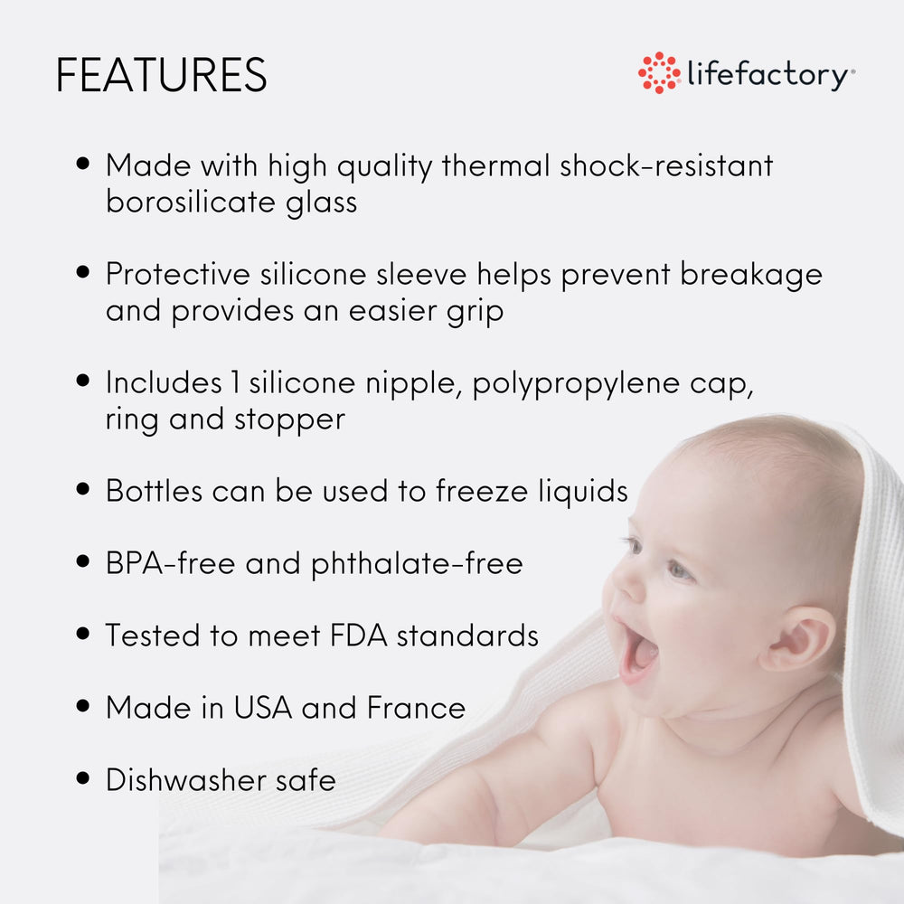 Lifefactory 9oz bottle with silicone sleeve Mango for growing babies