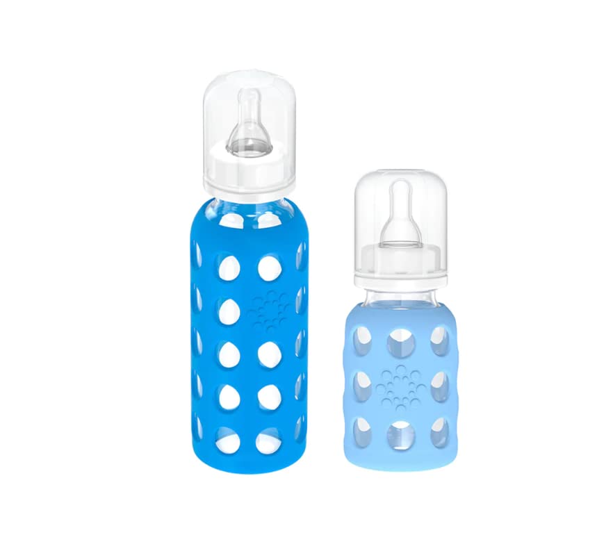 Lifefactory 9oz silicone-sleeve bottle provides ample capacity for growing babies.