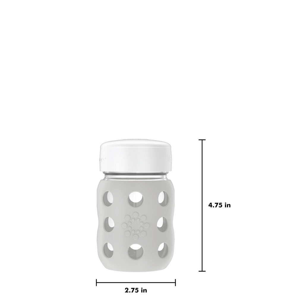 Lifefactory bottle with easy grip silicone sleeve for confident handling during feeds