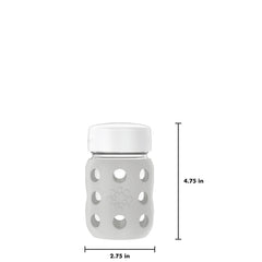 Lifefactory bottle with easy grip silicone sleeve for confident handling during feeds