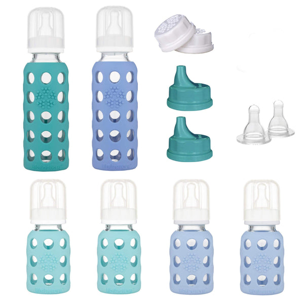 Lifefactory 4 oz mint bottle with silicone sleeve for secure grip