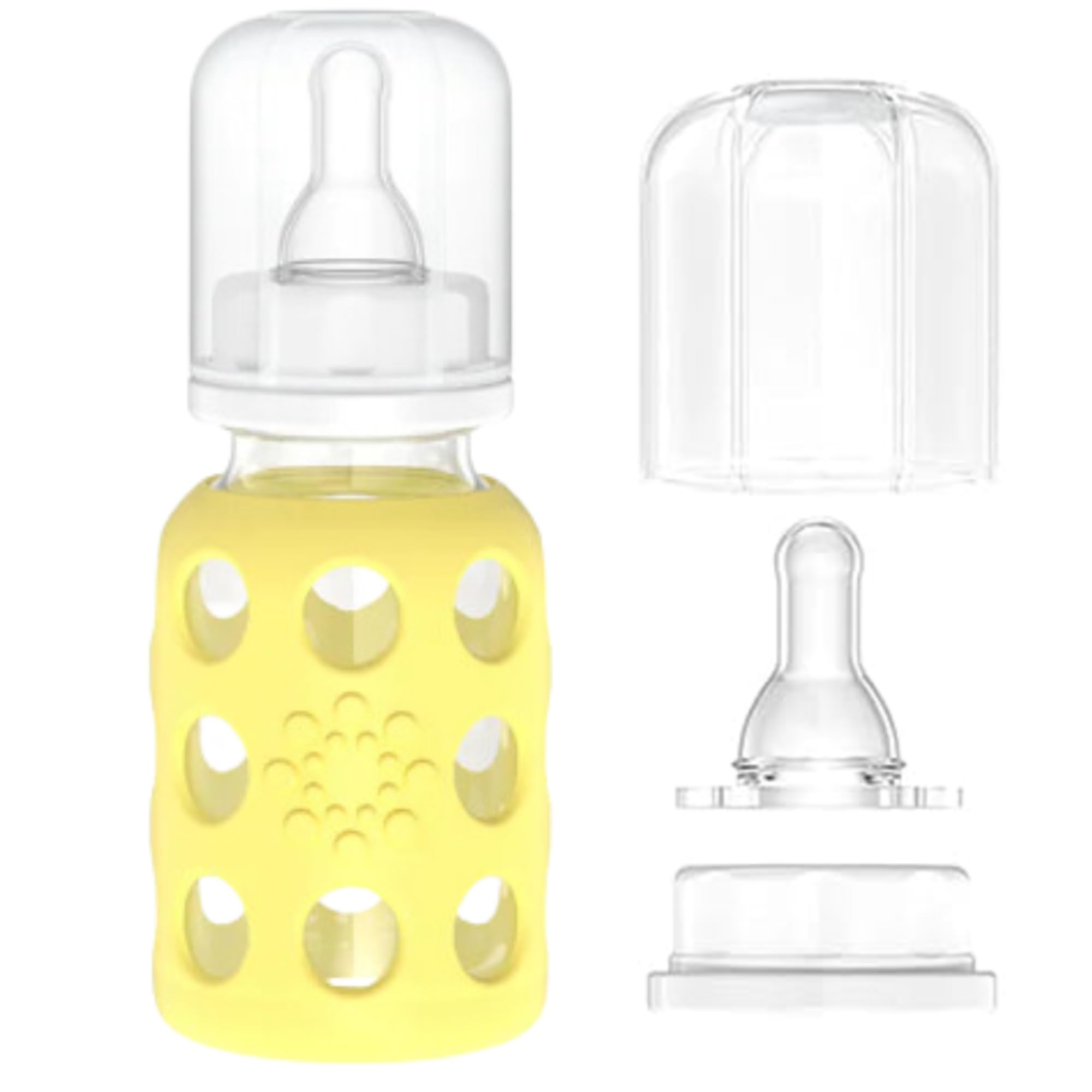 Lifefactory borosilicate glass 4oz baby bottle, durable and clear