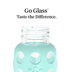 Borosilicate glass bottle ready for freezer to boiling water use.