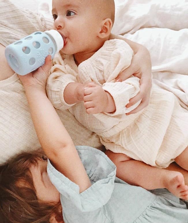 Lifefactory sleeve can be used as an easy-to-hold cup as growth progresses.