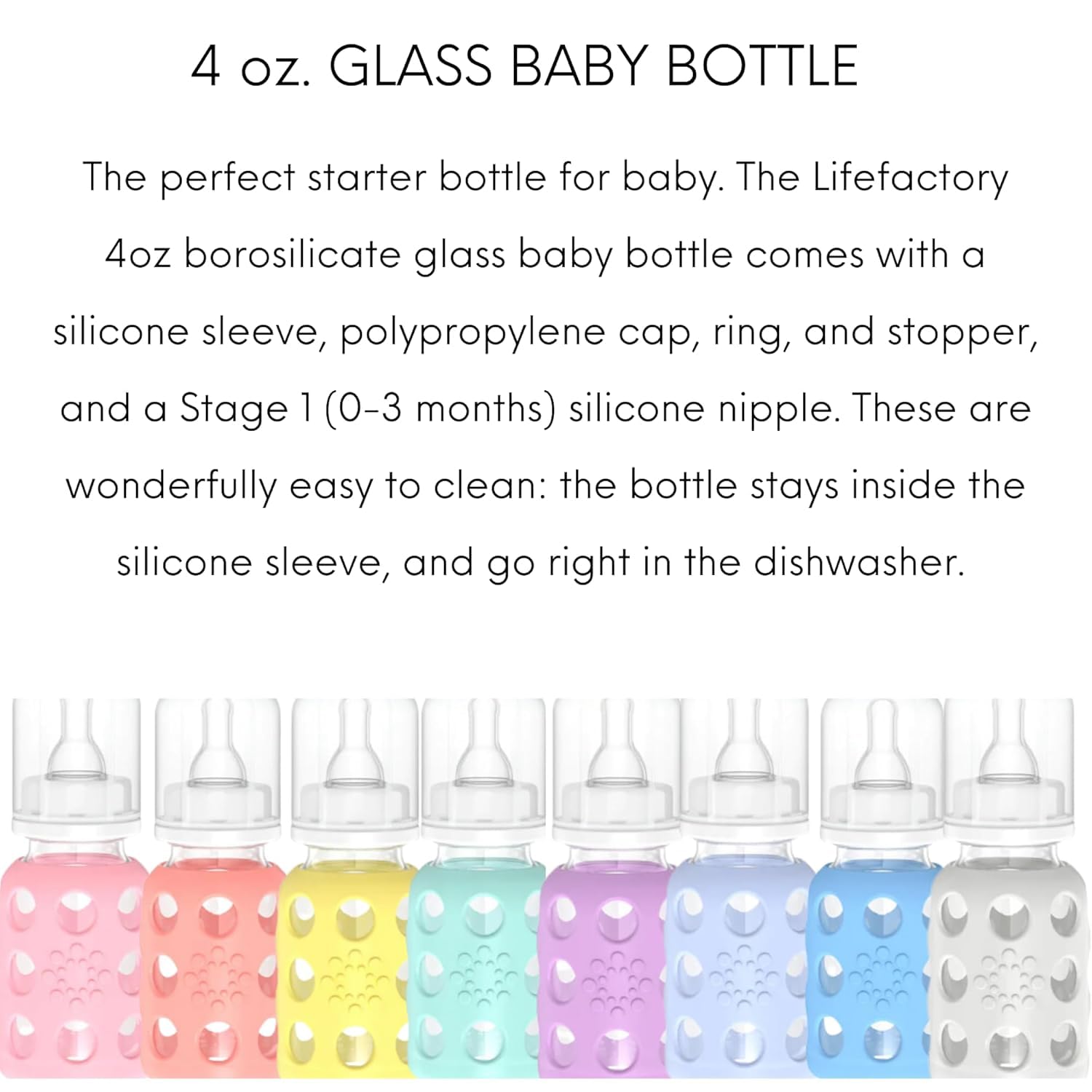 Lifefactory bottle is dishwasher-safe with protective silicone sleeve.