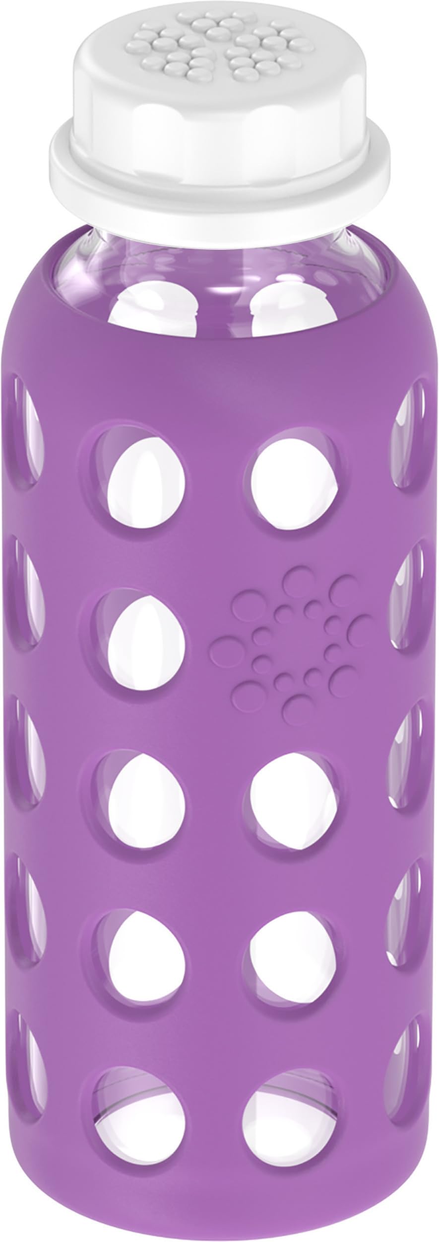 Lifefactory grape bottle in lunchbox for school use.