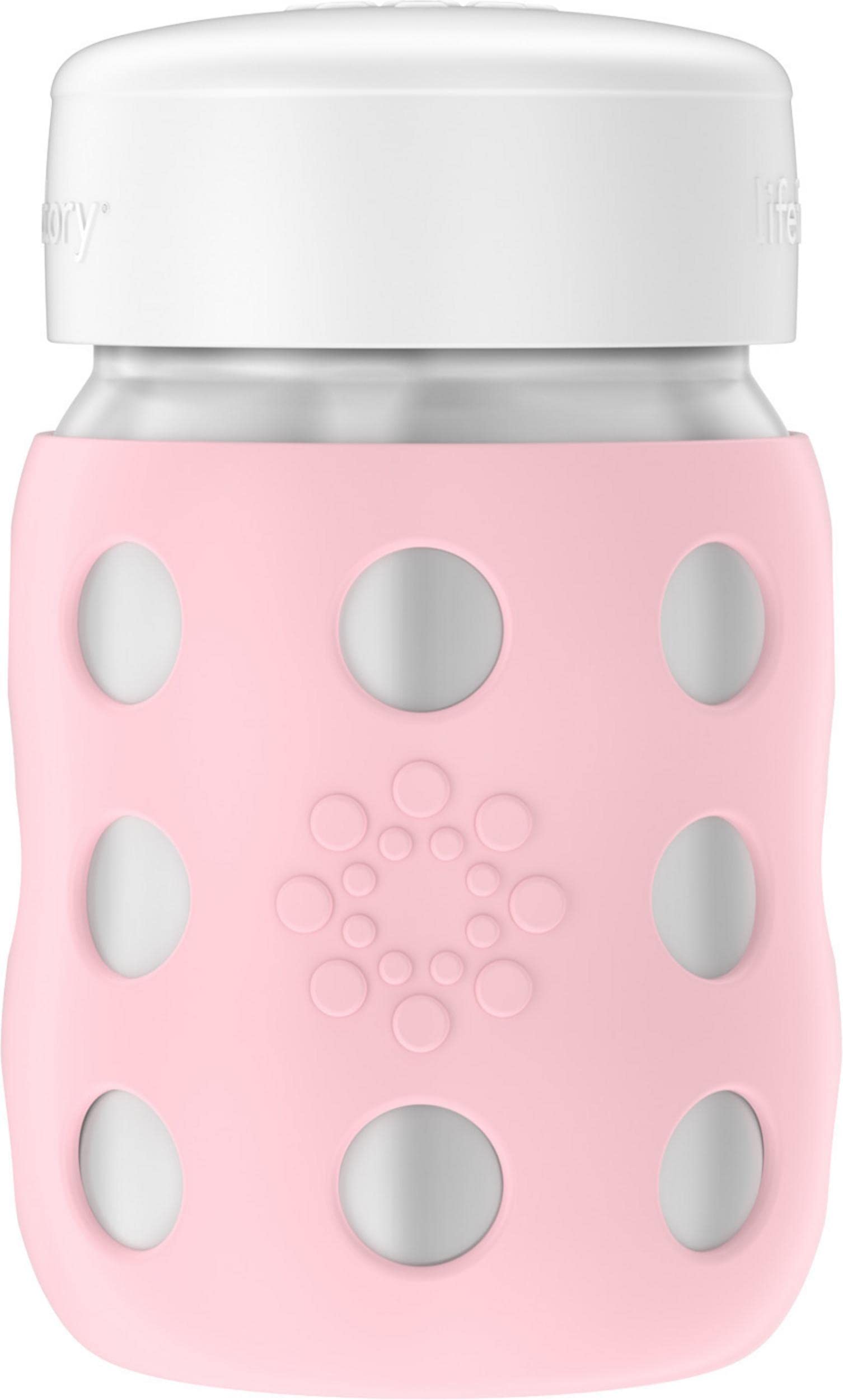 Lifefactory Desert Rose 8oz bottle closeup, durable construction for daily use