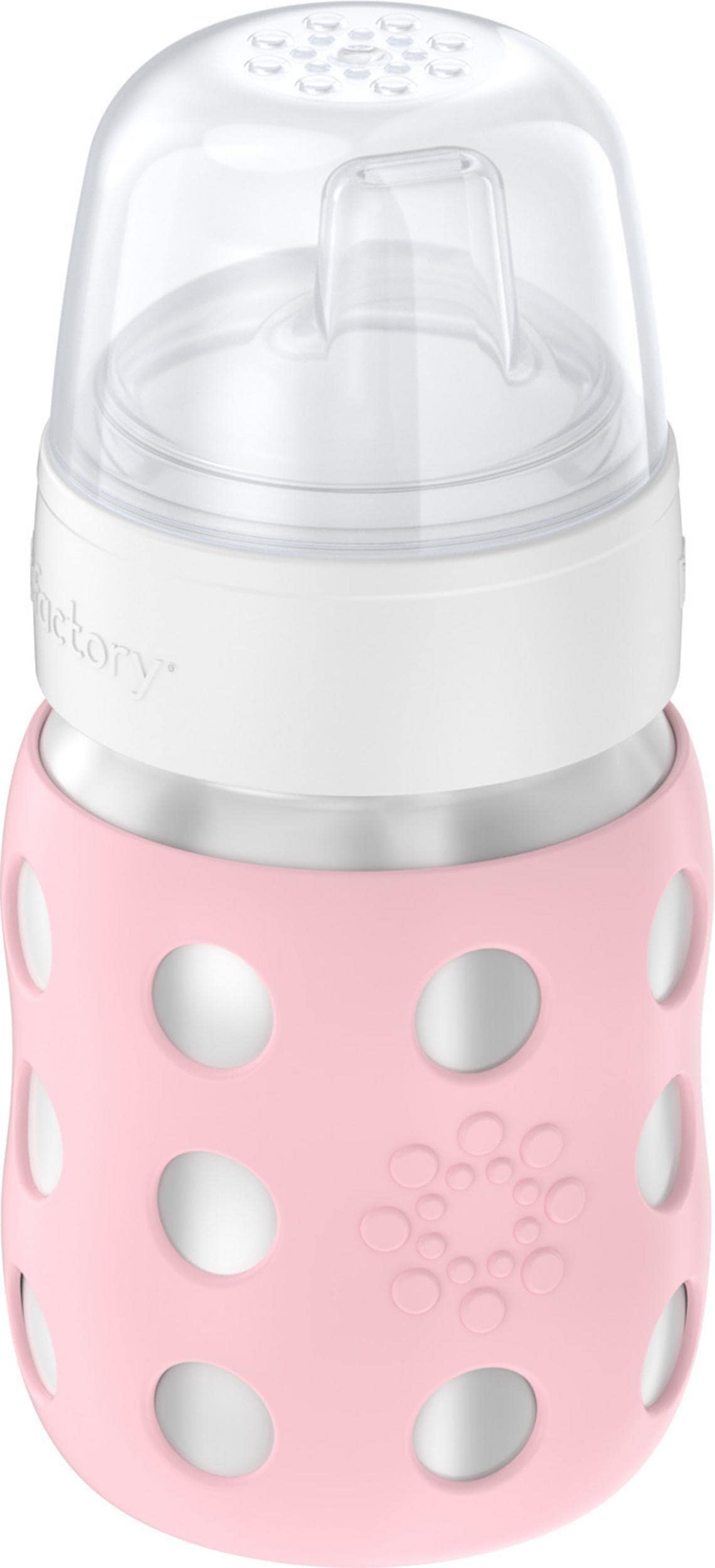 Lifefactory Desert Rose sippy spout supports 9+ months transition