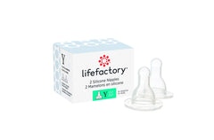 Lifefactory Nipples Y Cut vented silicone nipple for natural feeding shape.