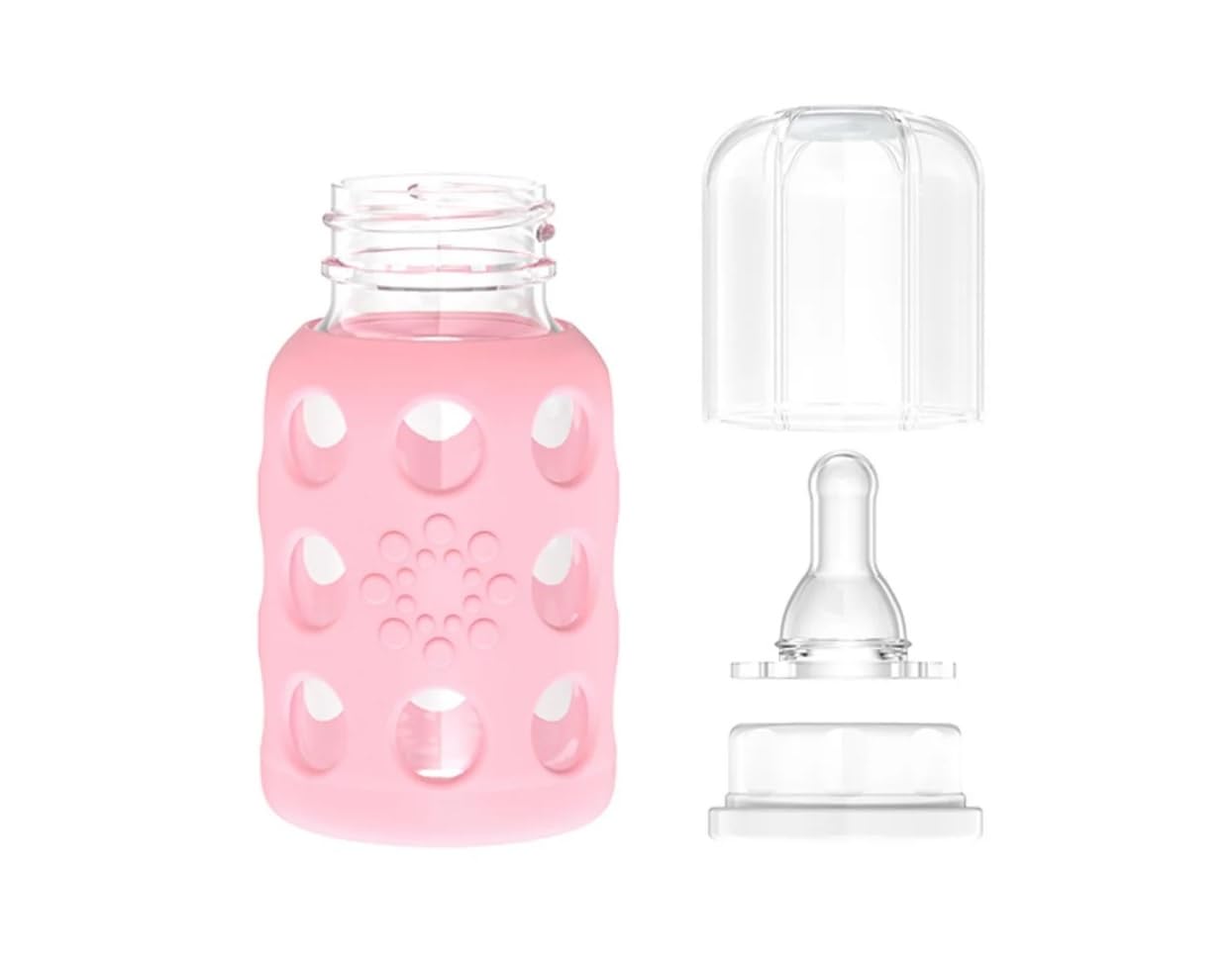 Lifefactory silicone sleeve features measurements for portion tracking.