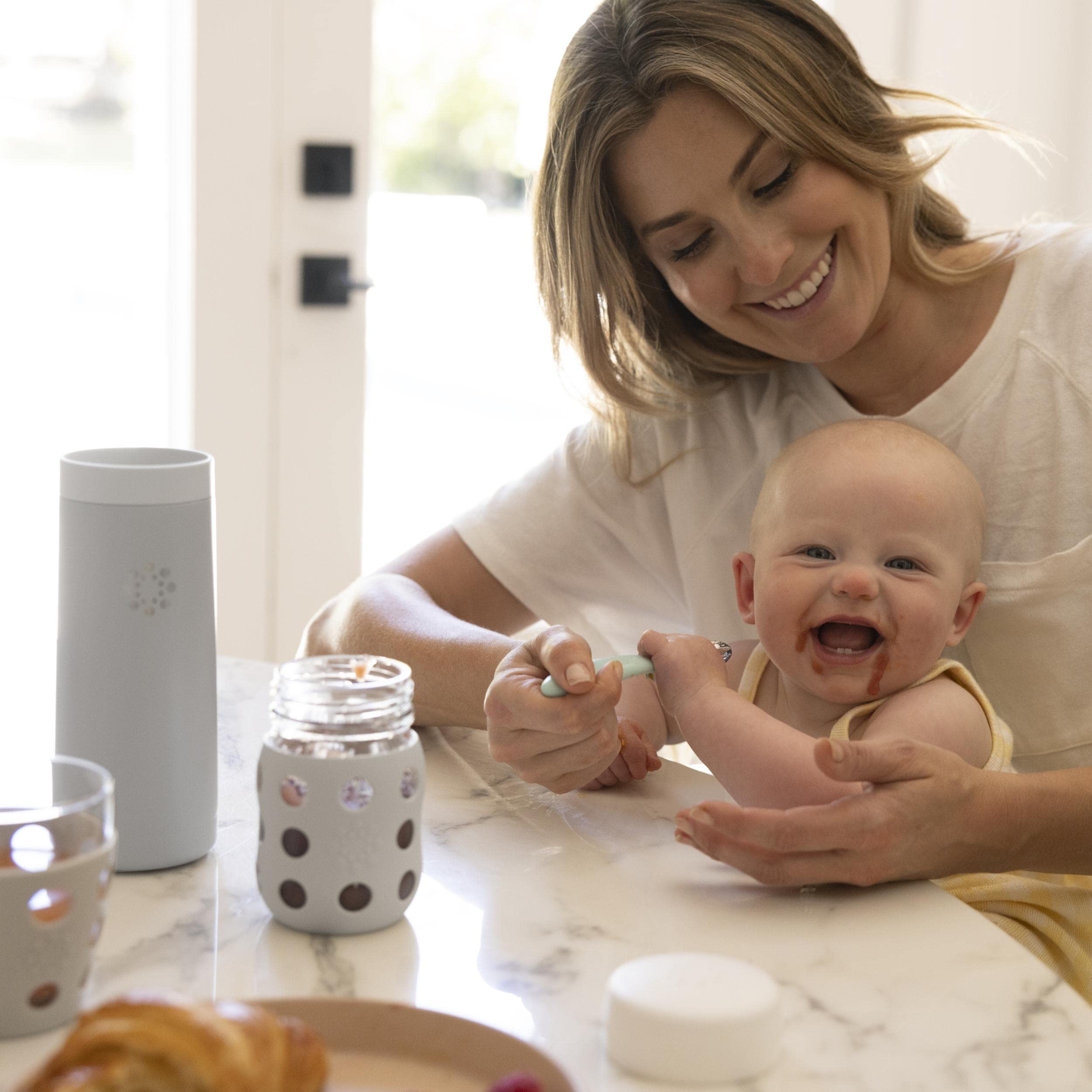 Lifefactory wide neck bottle is dishwasher safe for quick cleaning