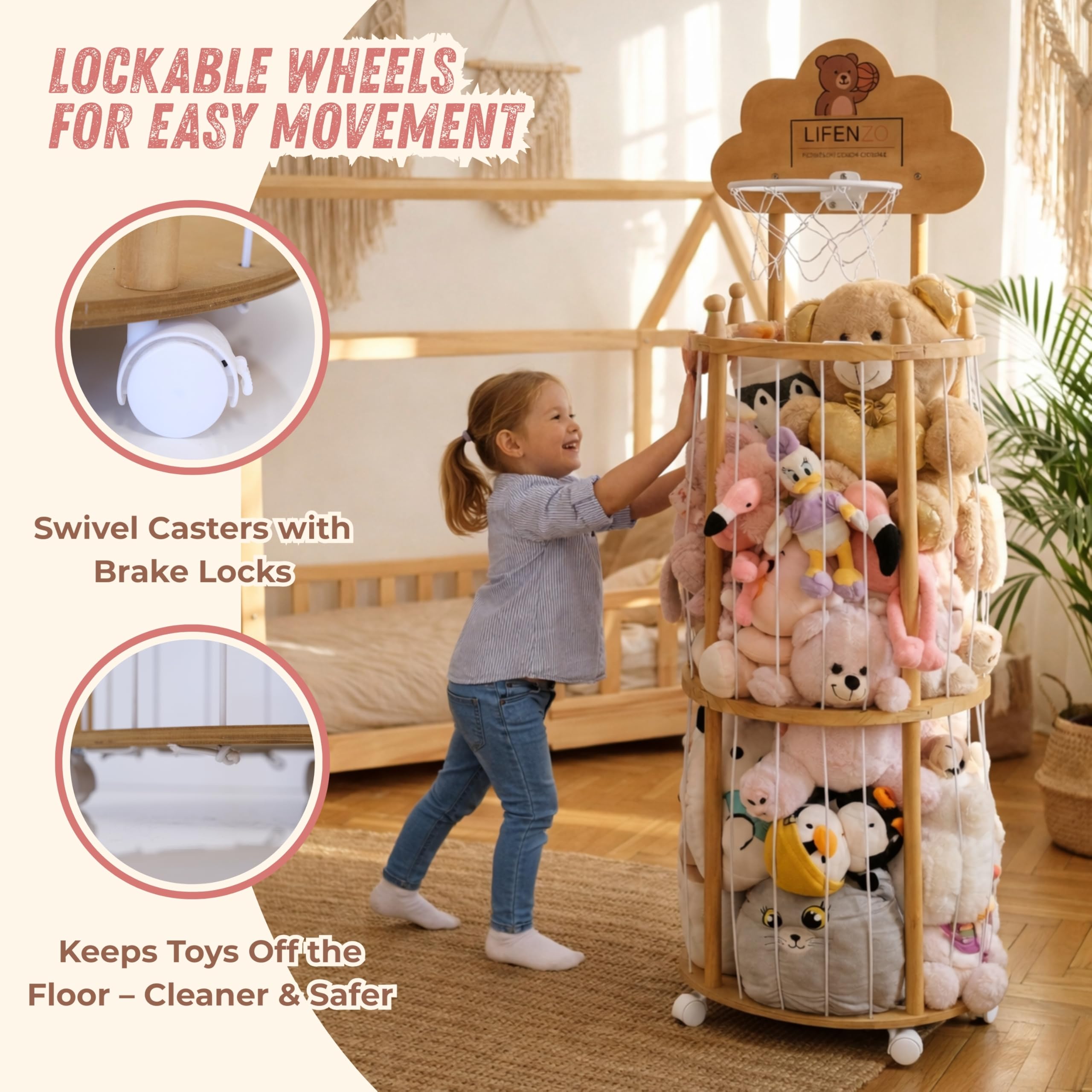 LIFENZO 360-degree wheels enable easy room rearrangement