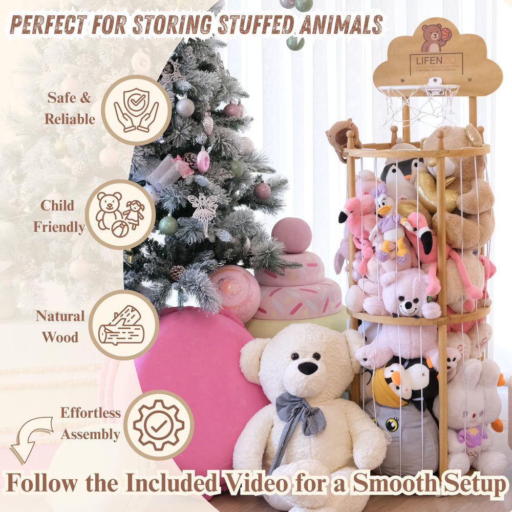 LIFENZO large capacity holds teddy bears and plushies efficiently