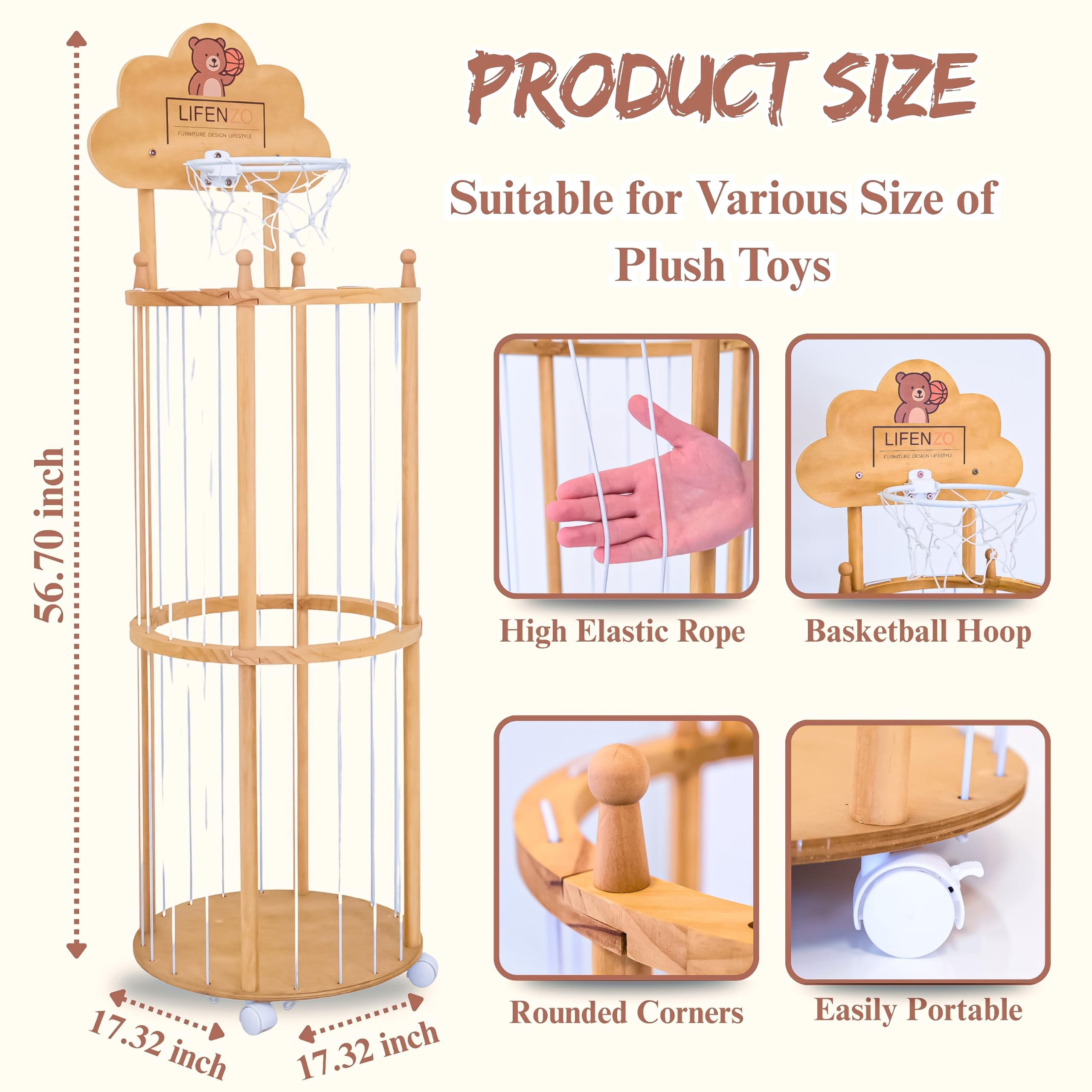 LIFENZO wooden unit with smooth rounded corners for safe play